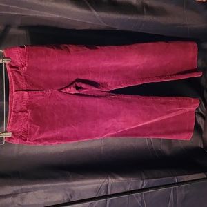 Loft Womens Corduroy Pants Julie Cords Curvy Boot Cut Trousers Burgundy Petite 4